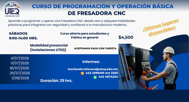 Curso de Programación y Operación Básica de fresadora CNC